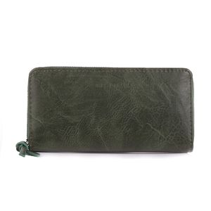 Portefeuille à fermeture éclair rectangulaire en simili cuir uni