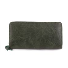 Portefeuille à fermeture éclair rectangulaire en simili cuir uni