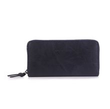 Portefeuille à fermeture éclair rectangulaire en simili cuir uni