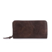 Portefeuille à fermeture éclair rectangulaire en simili cuir uni