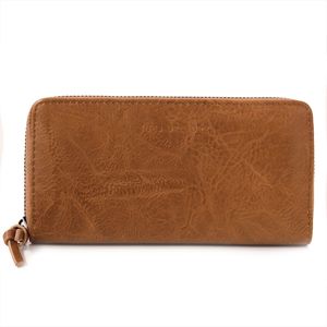 Portefeuille à fermeture éclair rectangulaire en simili cuir uni