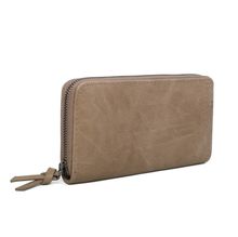 Portefeuille à fermeture éclair rectangulaire en simili cuir uni