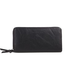 Portefeuille à fermeture éclair rectangulaire en simili cuir uni