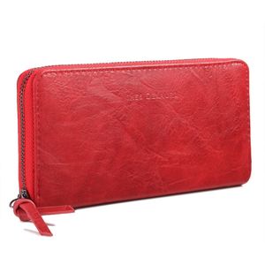 Portefeuille à fermeture éclair rectangulaire en simili cuir uni