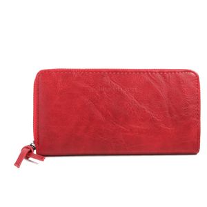 Portefeuille à fermeture éclair rectangulaire en simili cuir uni