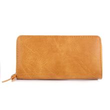 Portefeuille à fermeture éclair rectangulaire en simili cuir uni