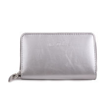 Portefeuille uni de format moyen avec une fermeture complète