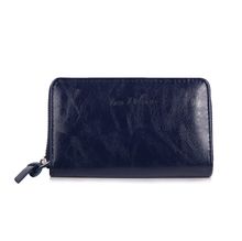 Portefeuille uni de format moyen avec une fermeture complète