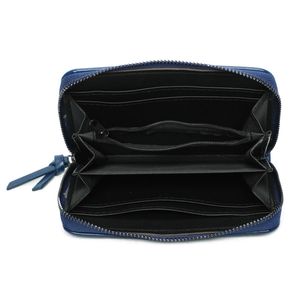 Portefeuille uni de format moyen avec une fermeture complète