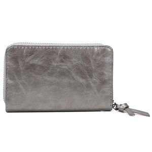 Portefeuille uni de format moyen avec une fermeture complète