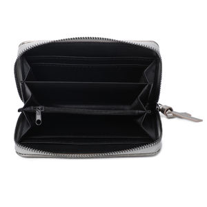 Portefeuille uni de format moyen avec une fermeture complète