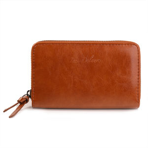 Portefeuille uni de format moyen avec une fermeture complète