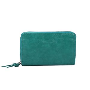 Portefeuille uni de format moyen avec une fermeture complète