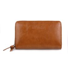 Portefeuille uni de format moyen avec une fermeture complète