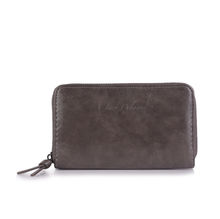 Portefeuille uni de format moyen avec une fermeture complète