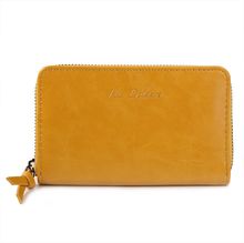 Portefeuille uni de format moyen avec une fermeture complète