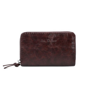 Portefeuille uni de format moyen avec une fermeture complète