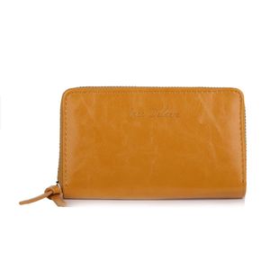 Portefeuille uni de format moyen avec une fermeture complète