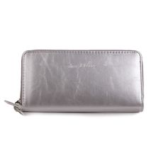 Portefeuille grand format zippé avec compartiments cartes et monnaie