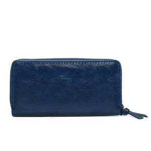 Portefeuille grand format zippé avec compartiments cartes et monnaie