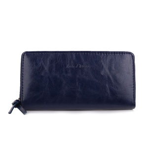 Portefeuille grand format zippé avec compartiments cartes et monnaie