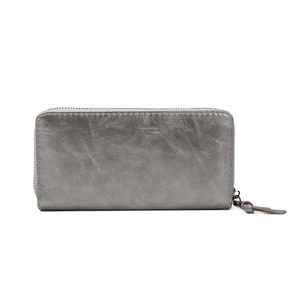 Portefeuille grand format zippé avec compartiments cartes et monnaie