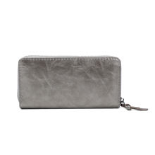 Portefeuille grand format zippé avec compartiments cartes et monnaie