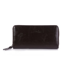 Portefeuille grand format zippé avec compartiments cartes et monnaie