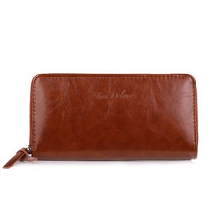 Portefeuille grand format zippé avec compartiments cartes et monnaie