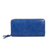 Portefeuille grand format zippé avec compartiments cartes et monnaie