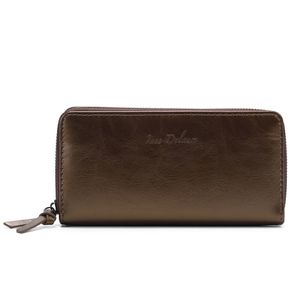 Portefeuille grand format zippé avec compartiments cartes et monnaie