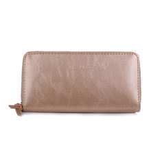 Portefeuille grand format zippé avec compartiments cartes et monnaie