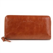 Portefeuille grand format zippé avec compartiments cartes et monnaie