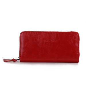 Portefeuille grand format zippé avec compartiments cartes et monnaie