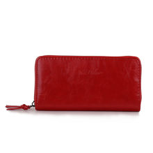 Portefeuille grand format zippé avec compartiments cartes et monnaie