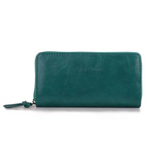 Portefeuille grand format zippé avec compartiments cartes et monnaie