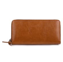 Portefeuille grand format zippé avec compartiments cartes et monnaie