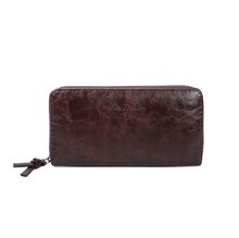 Portefeuille grand format zippé avec compartiments cartes et monnaie