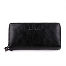 Portefeuille grand format zippé avec compartiments cartes et monnaie