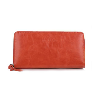 Portefeuille grand format zippé avec compartiments cartes et monnaie