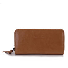 Portefeuille grand format zippé avec compartiments cartes et monnaie