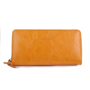 Portefeuille grand format zippé avec compartiments cartes et monnaie