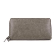 Portefeuille grand format zippé avec compartiments cartes et monnaie