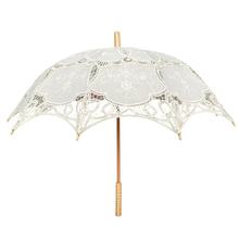 Ombrelle en dentelle brodée à poignée confort en bambou