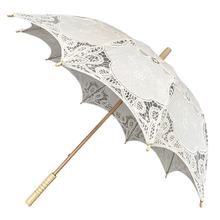 Ombrelle en dentelle brodée à poignée confort en bambou