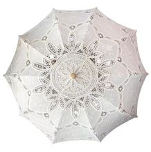 Ombrelle en dentelle brodée à poignée confort en bambou