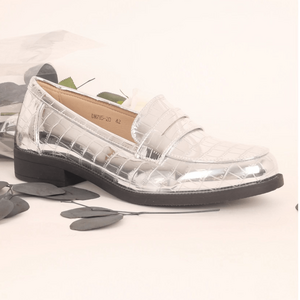 Mocassins cuir synthétique avec imprimé croco verni grande taille 41-44