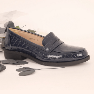 Mocassins cuir synthétique avec imprimé croco verni grande taille 41-44