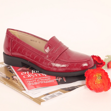 Mocassins cuir synthétique avec imprimé croco verni grande taille 41-44