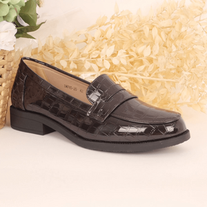 Mocassins cuir synthétique avec imprimé croco verni grande taille 41-44